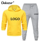 Спортивный костюм Oakazer для мужчин и женщин, с логотипом на заказ, Осень-зима, комплект спортивной одежды для бега, модные женские толстовки с принтом, штаны, костюм 2021
