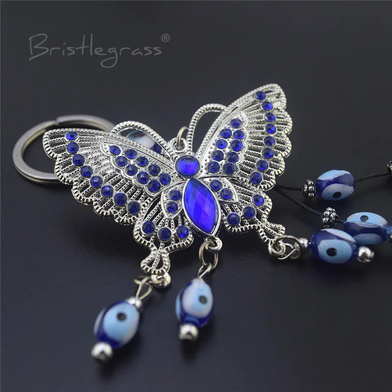 Брислграсс Турецкий Синий Злой Глаз Бабочка Брелок Для Ключей Кольца Держатель Амулеты Подвеска Хранитель Удачи Благословение Защита.