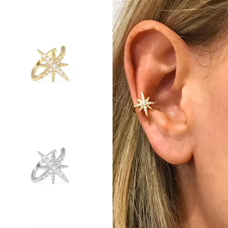 

ROXI Fashion Star Ear Cuff Non Pierced Micro Pave CZ Zircon Small Sized Girl Clip Earring for Women 925 Sterling Silver Jewelry