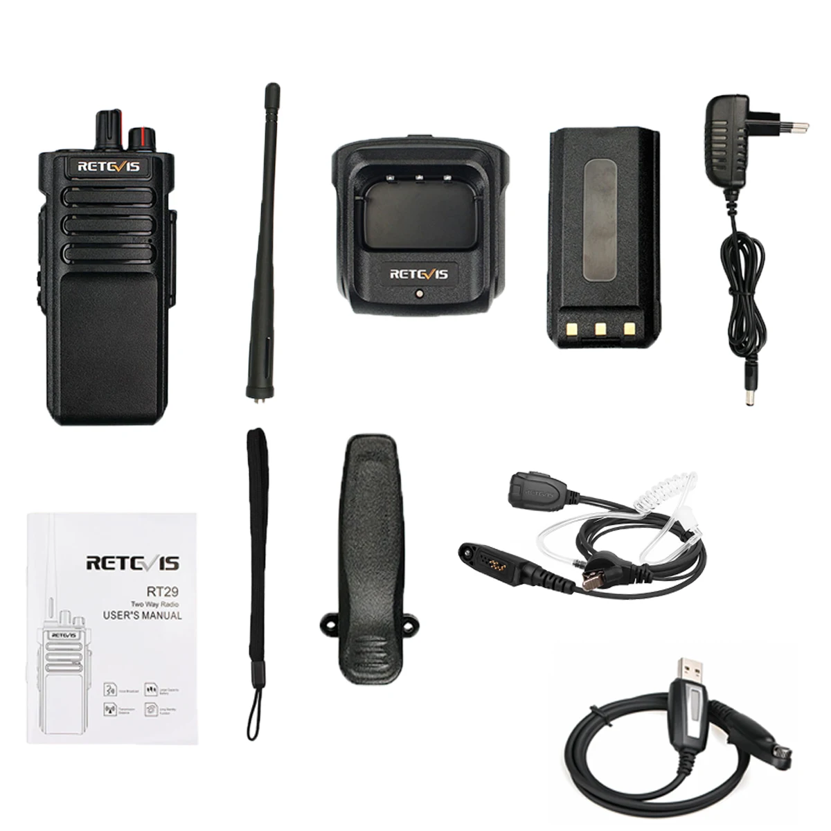 4 шт. RETEVIS RT29 Walkie Talkie мощный удобный UHF(или VHF) IP67 водонепроницаемый(опционально) двухстороннее радио Comunicador+ наушники
