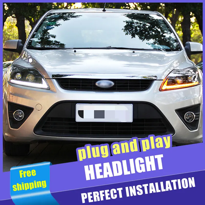 2 шт. автомобиль Стиль светодиодный фары для Ford Focus 2009 2013 налобный фонарь DRL
