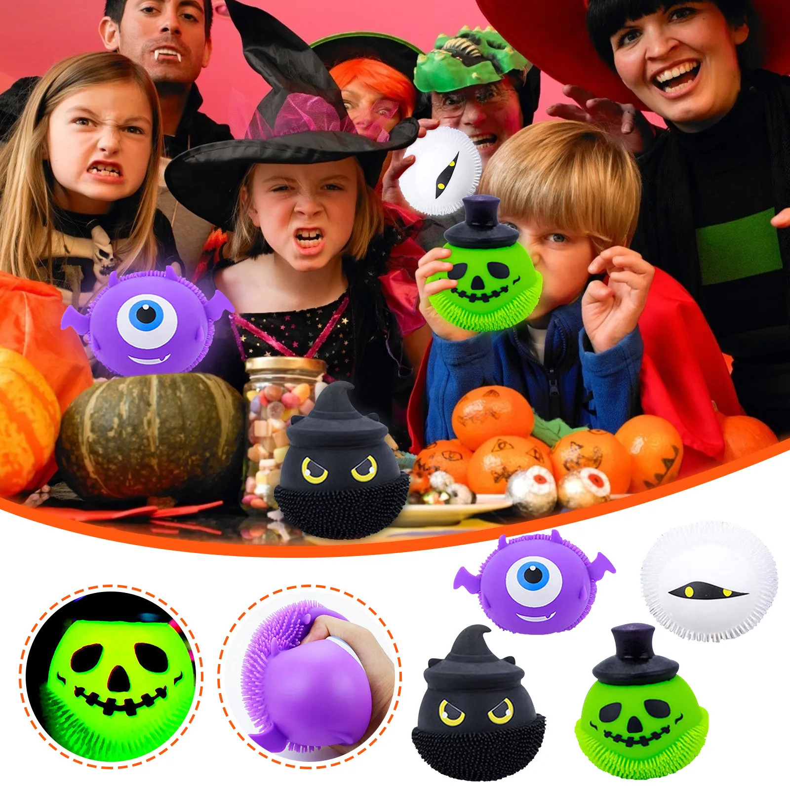 

Игрушки-антистресс сенсорные светящиеся игрушки для Хэллоуина Маленький Дьявол, игрушка-антистресс, шарик, Паровая вентиляционная игрушка...