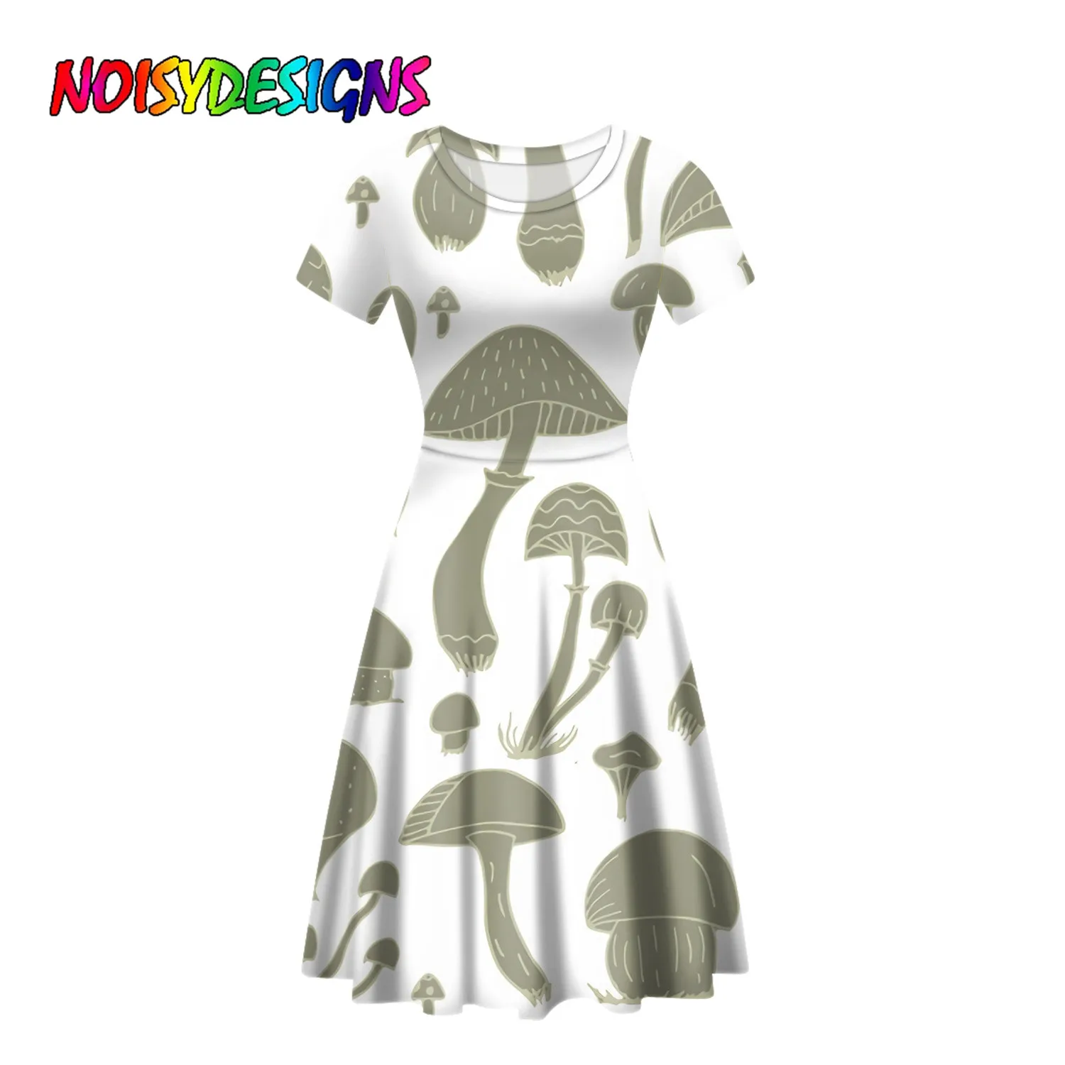NOISYDESIGNS длинное женское летнее платье изображением грибов элегантные платья с