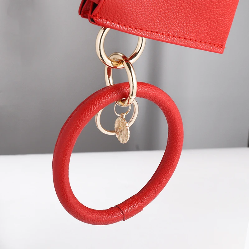 

Fashion Multiful Key Ring Phone Wallet PU Leather O Key Ring With Matching Wristlet Bag Jewelry