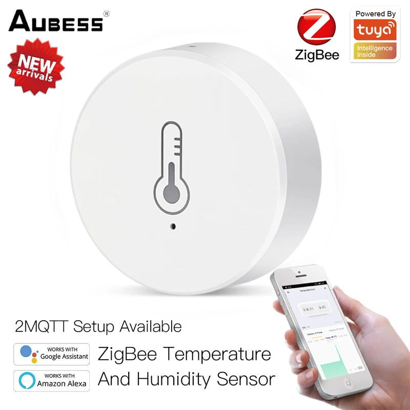 

Tuya/SmartLife App ZigBee Smart Temperature And Humidity Sensor Battery Powered Work With Zigbee Hub Via Alexa Google Home New