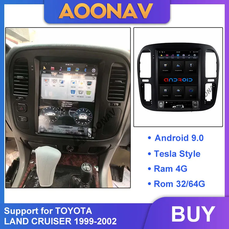 

AOONAV 12,1 дюймов Автомобильный GPS радио GPS навигация для-TOYOTA LAND CRUISER 1999-2002 мультимедийный плеер Android 9,0 поддержка carplay
