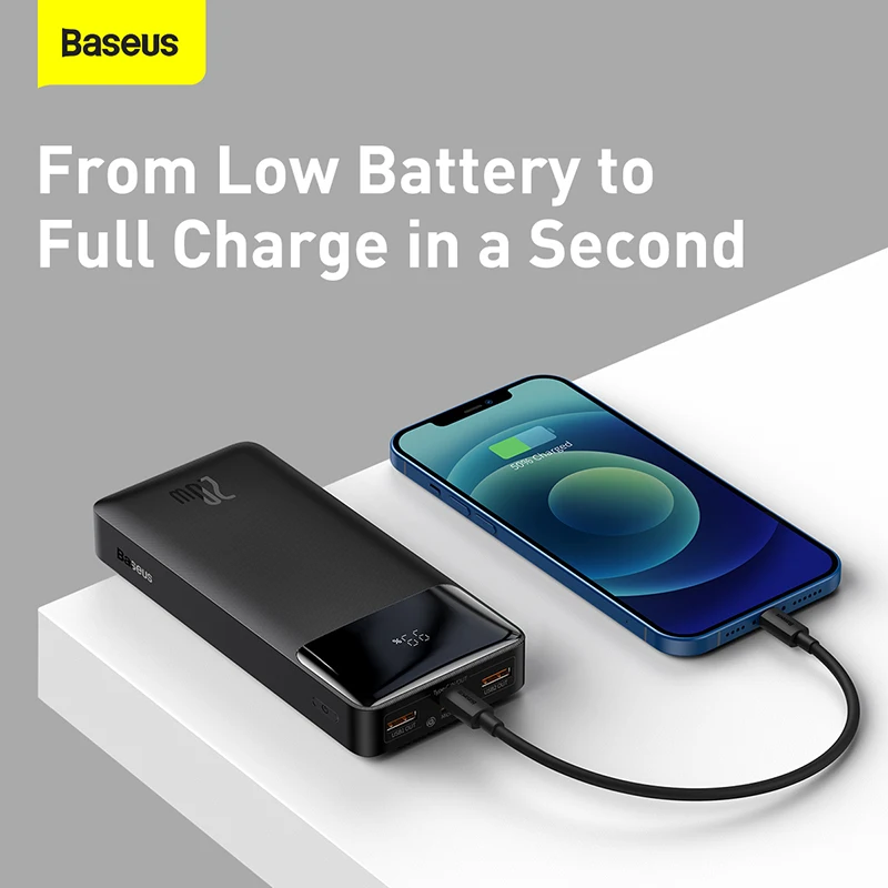 baseus power bank 20000mah pd 20w fast charging charger phone external battery poverbank 30000mah powerbank for iphone 12 xiaomi free global shipping