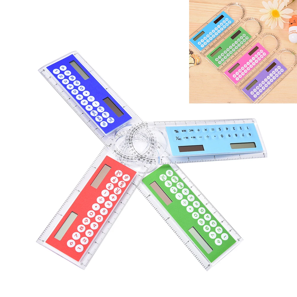

2 In 1 Ruler Mini Digital Calculator Kids Stationery School Office Gifts