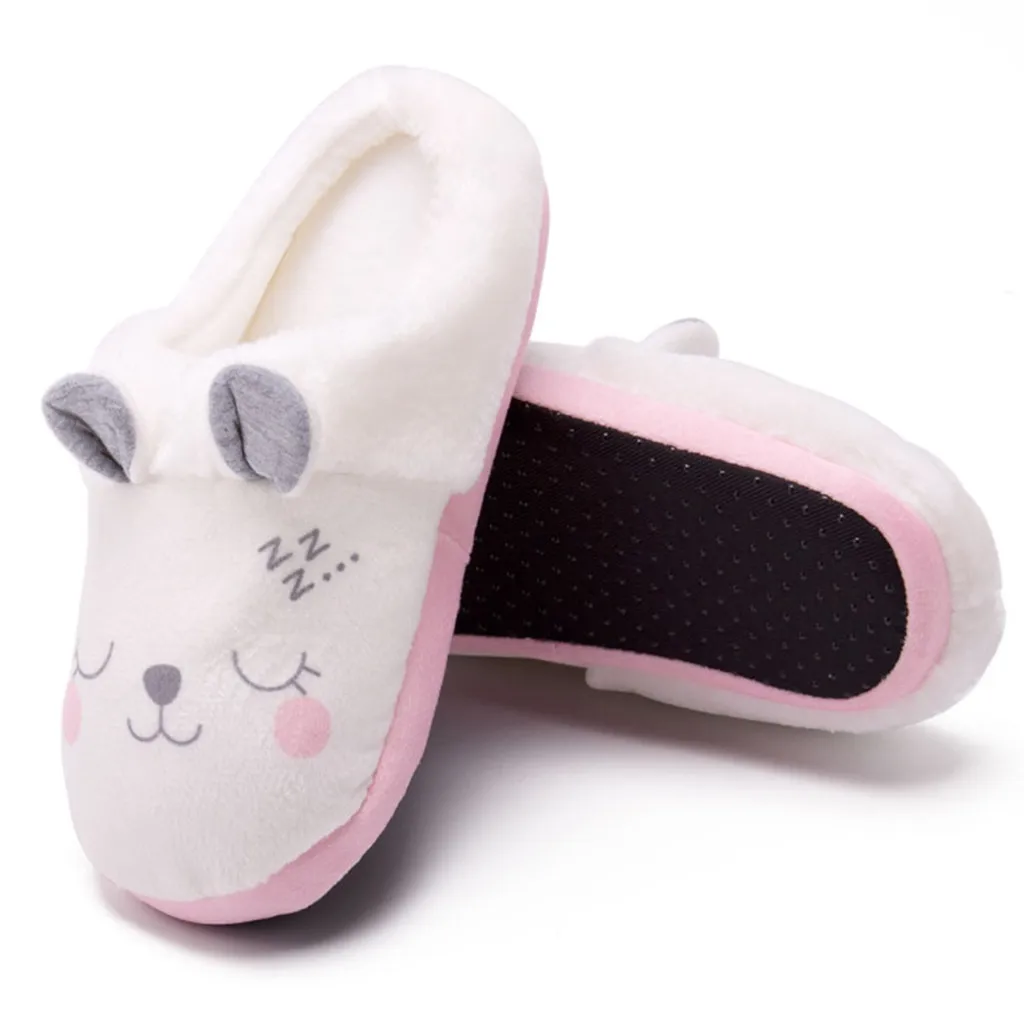 Детская теплая обувь для малышей мягкие тапочки на подошве с рисунком кролика
