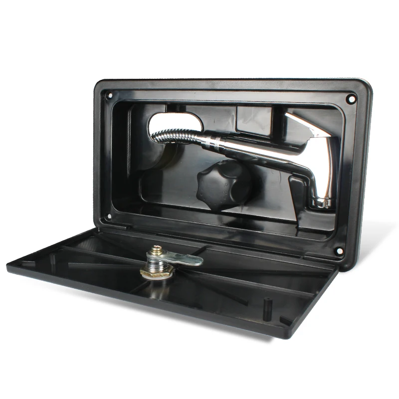 

Marine Camper Motorhome RV Exterior Shower Box Kit with Lock - Includes Shower Faucet, Shower Hose, Shower Wand White TYTXRV