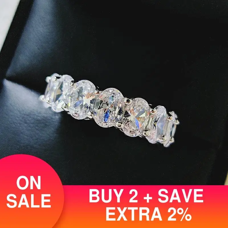 Модные однотонные 925 стерлингового серебра Овальный Циркон свадебное кольцо