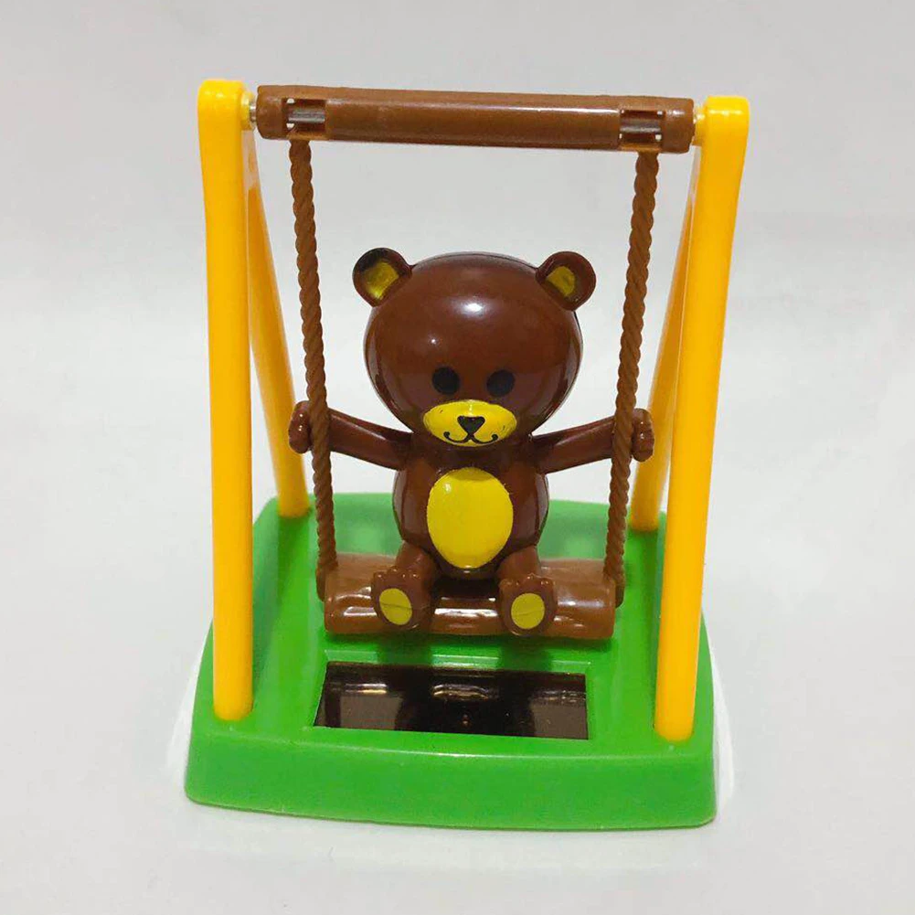 Мультфильм качели фигурка медведь солнечной энергии авто откидной клапан горшок
