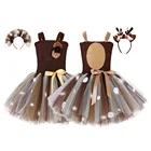Платье-пачка с оленем, платья для маленьких девочек со светодиодной подсветкой, костюм на Хэллоуин для детей, платье для косплея с оленями на Рождество, день рождения, вечеринку