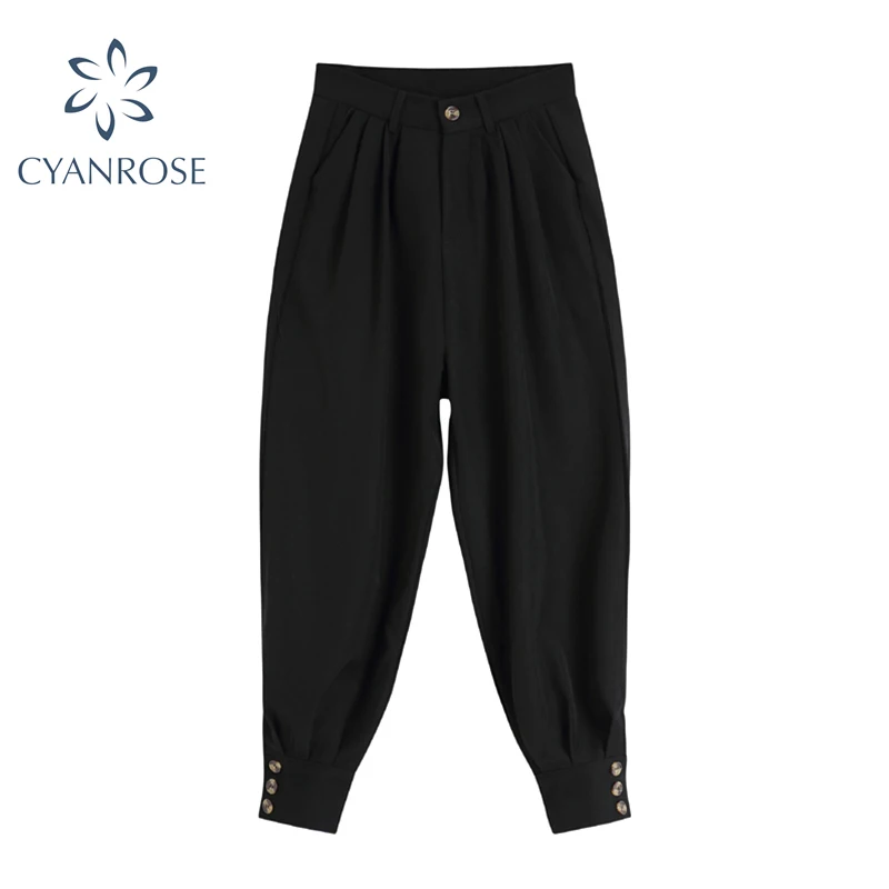 Брюки султанки женские черные весна 2021 блейзер брюки с завышенной талией