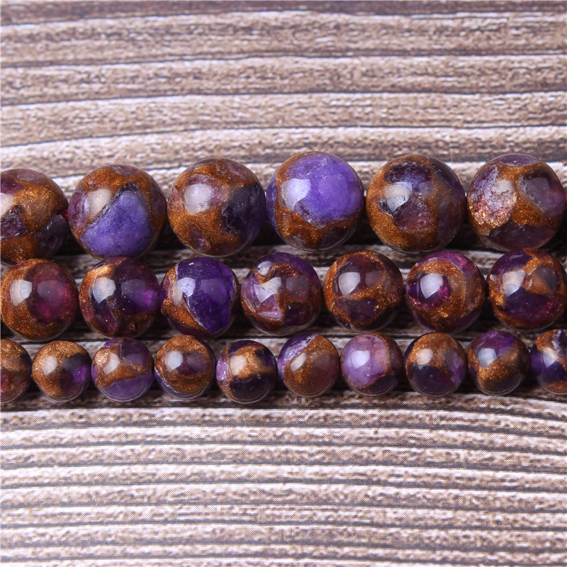 

Natural Purple Gold Stone Beads for DIY Bracelet Necklace Accessories Women Men Handmade Hand String for Sport Supplies