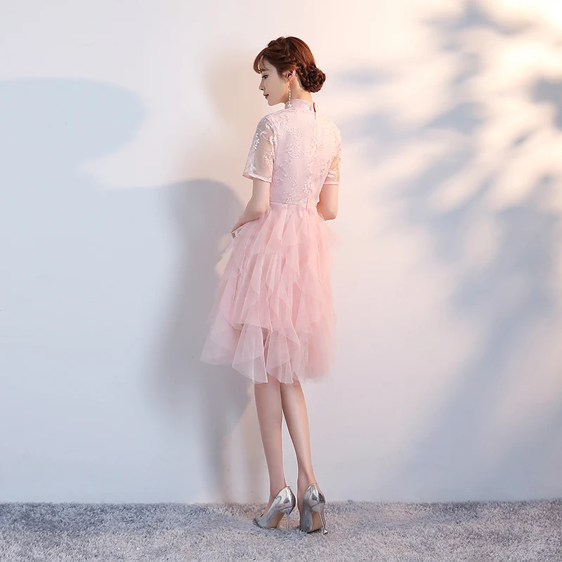Женское платье до колен розовое для свадебной вечеринки женское выпускного