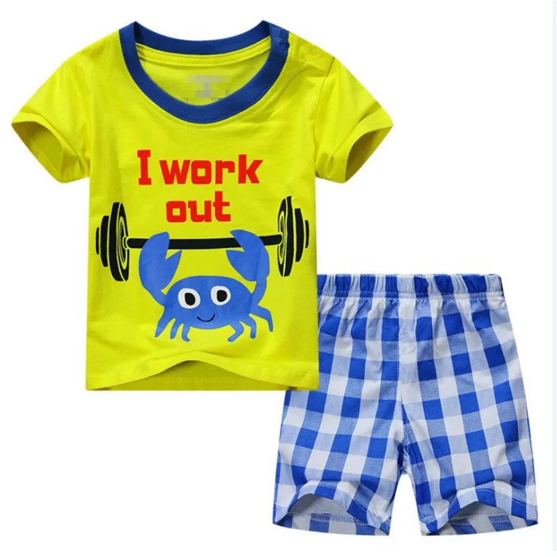 Baby Cartoon Pajamas Boys Girls Nightclothes Sleepwear Kids Nightgown Shorts Tees Cute Pyjamas Set Sleep Suit Children Clothing | Детская