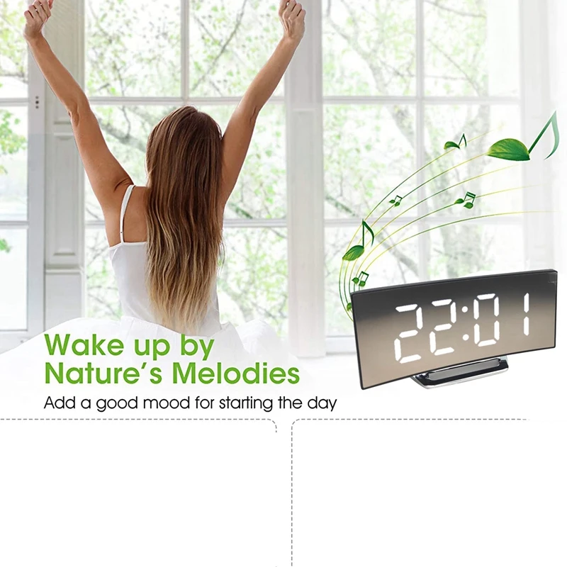 

Digital Alarm Clock,Desk Table Clock,Curved LED Sn Alarm Clocks, for Kids & Adults Bedroom,Function Home Decor