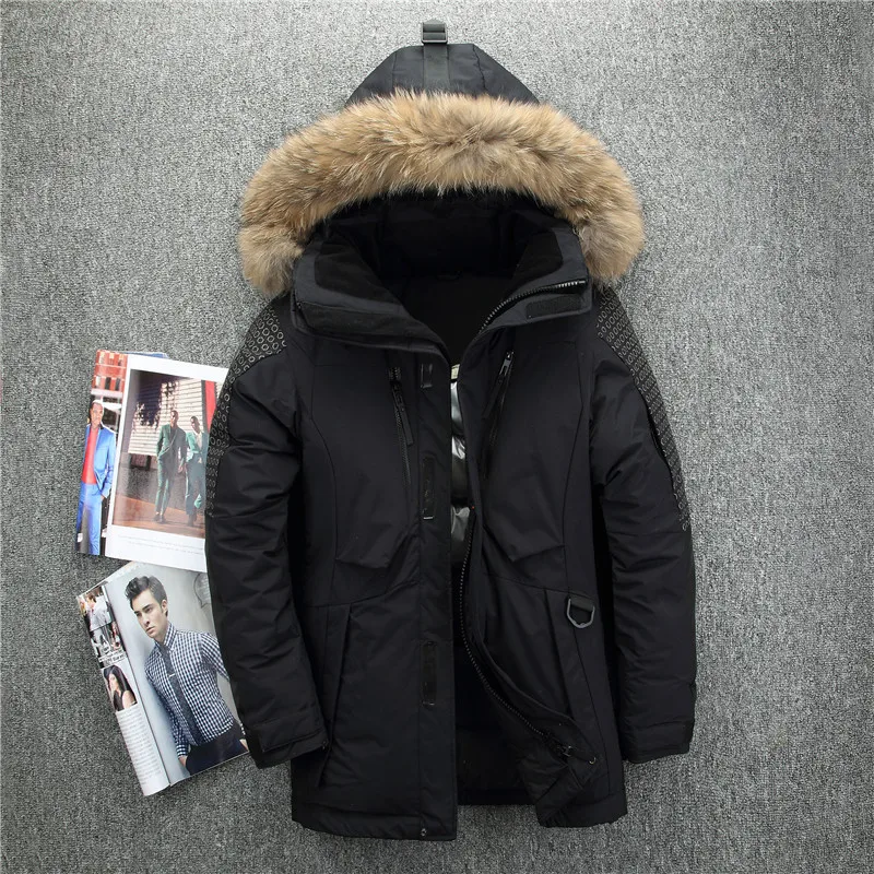 -50 Degree Cold Resistant Russia Winter Jacket Men Top Quality Genuine Fur Collar Thick Warm White Duck Down Coat | Мужская одежда