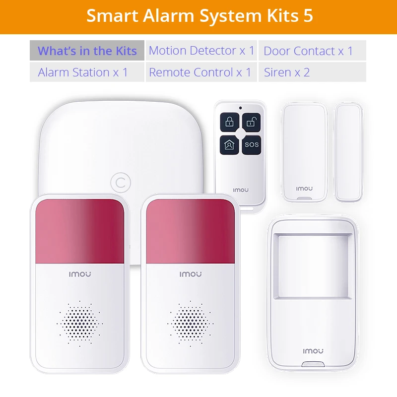 Alarm System Kits5 Dahua Imou умная сигнализация с сигнализацией детектор движения дверной контакт сирена дистанционное управление Умный дом решение безопасности - Цвет: Alarm System Kits5