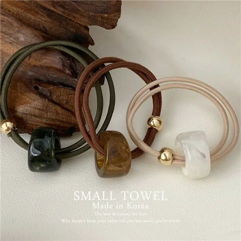 

Korean Bead Round Elastic Hairbands Women's Hair Scrunchie Kids Accessories 2020 Girls Headband Double Bangs Hairstyle Hairpin
