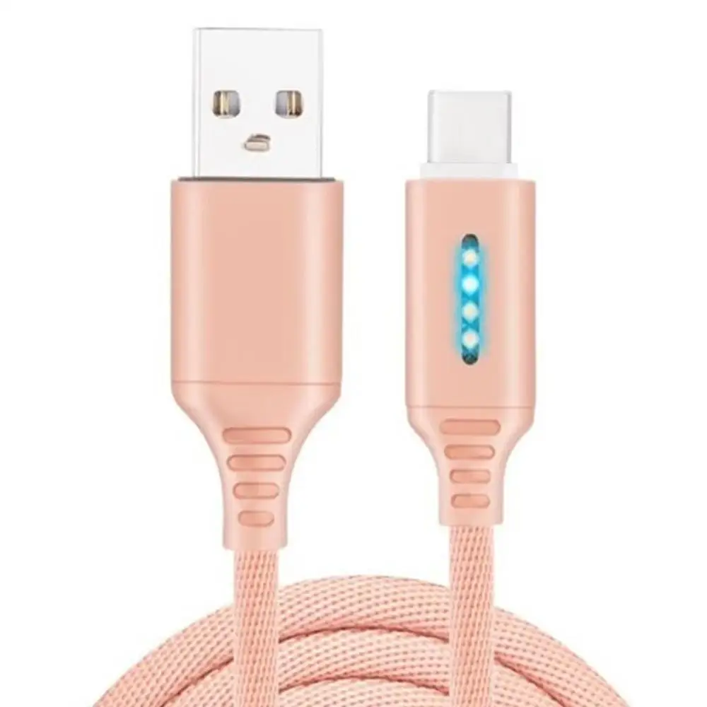 Розовый 1 м автоматическое отключение светодиодный USB кабель зарядное устройство для тип-c Android для huawei iPhone XS MAX XR Быстрая зарядка для мобильного телефона шнур для передачи данных - Цвет: Розовый