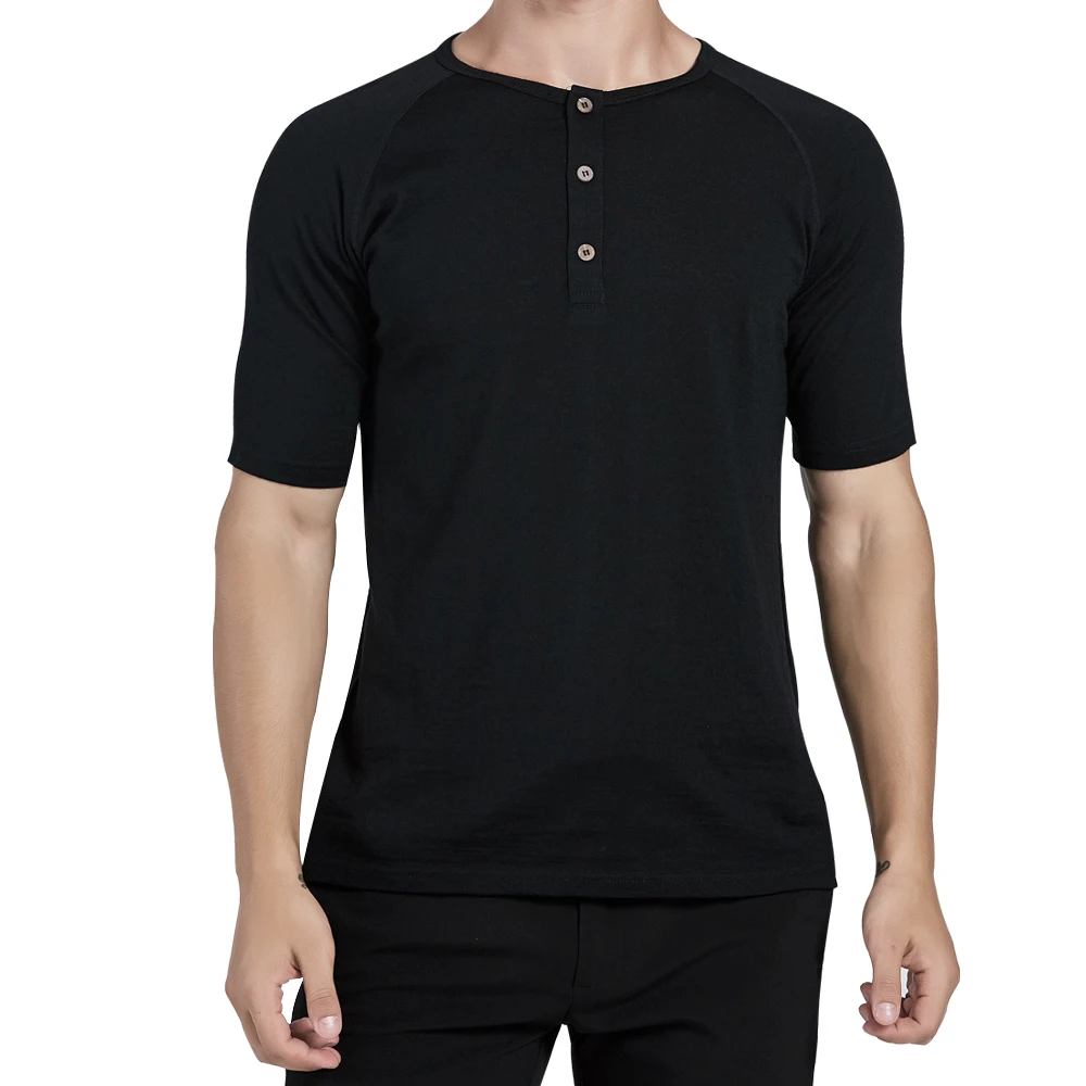 Мужская футболка Хенли из мериносовой шерсти Спортивная 100% для бега походов и