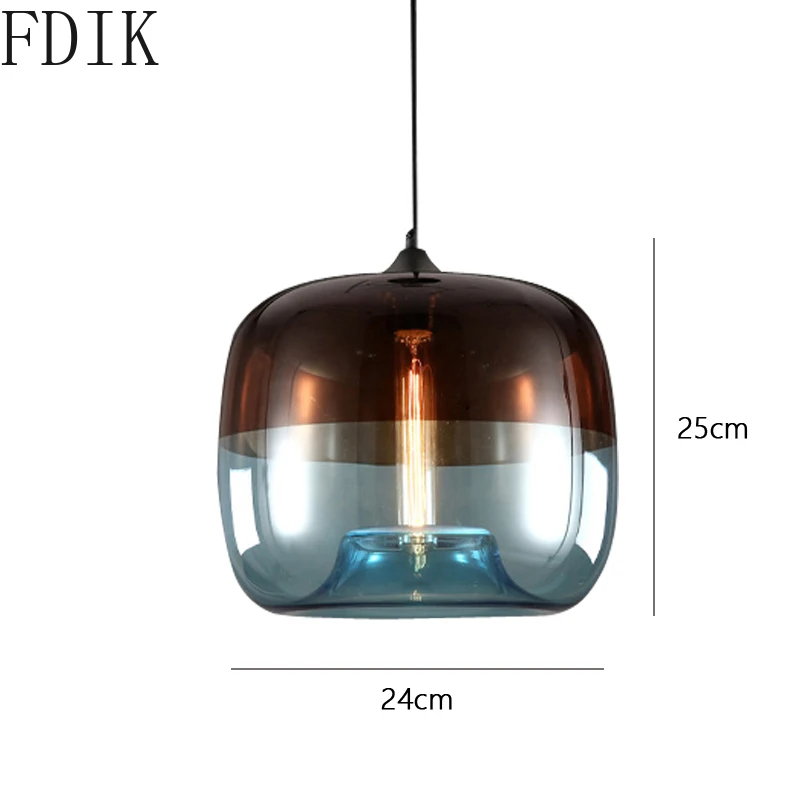Современная стеклянная светодиодная Подвесная лампа с градиентом лампочка E27