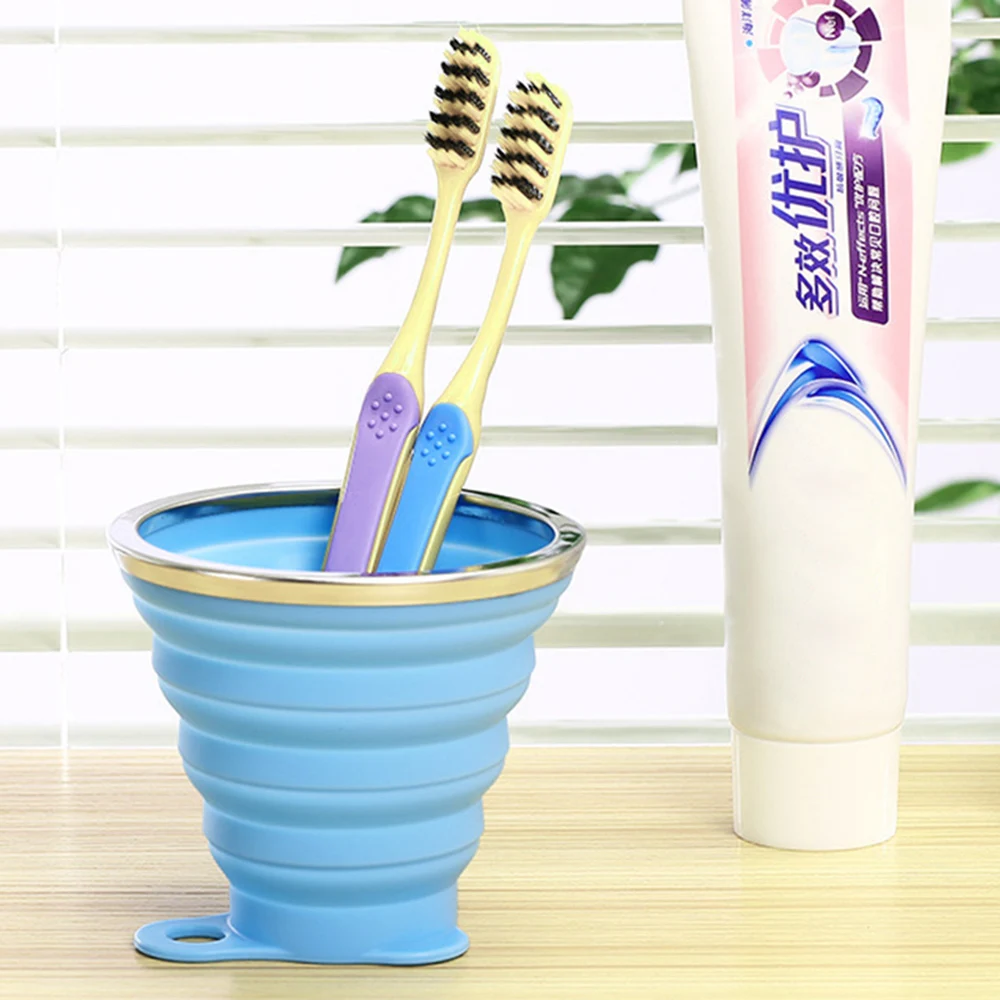 2/4 шт. 270 мл силиконовая складная дорожная чашка Складная с крышкой Выдвижная