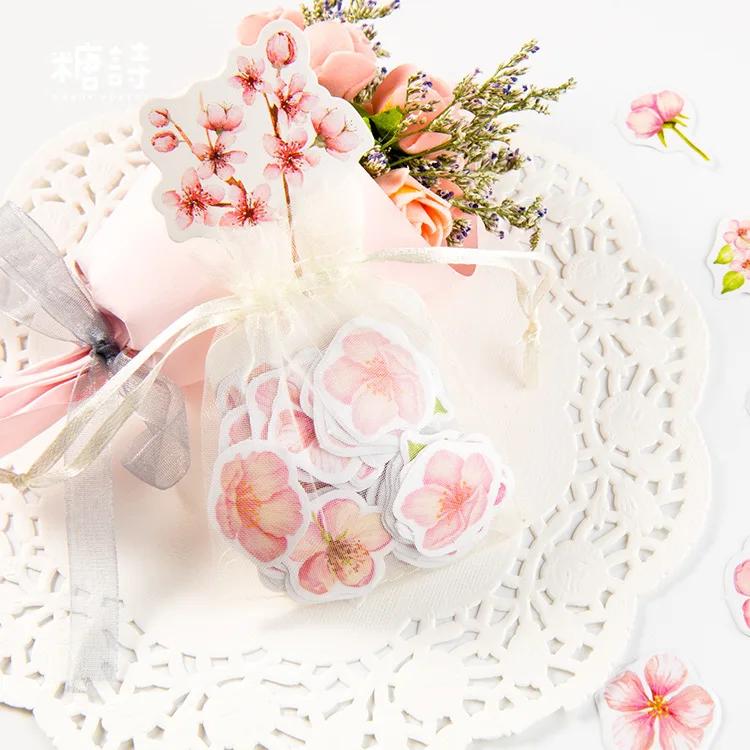 Вишневые цветы пряжа Мешок Пуля журнал Декоративные Канцелярские наклейки