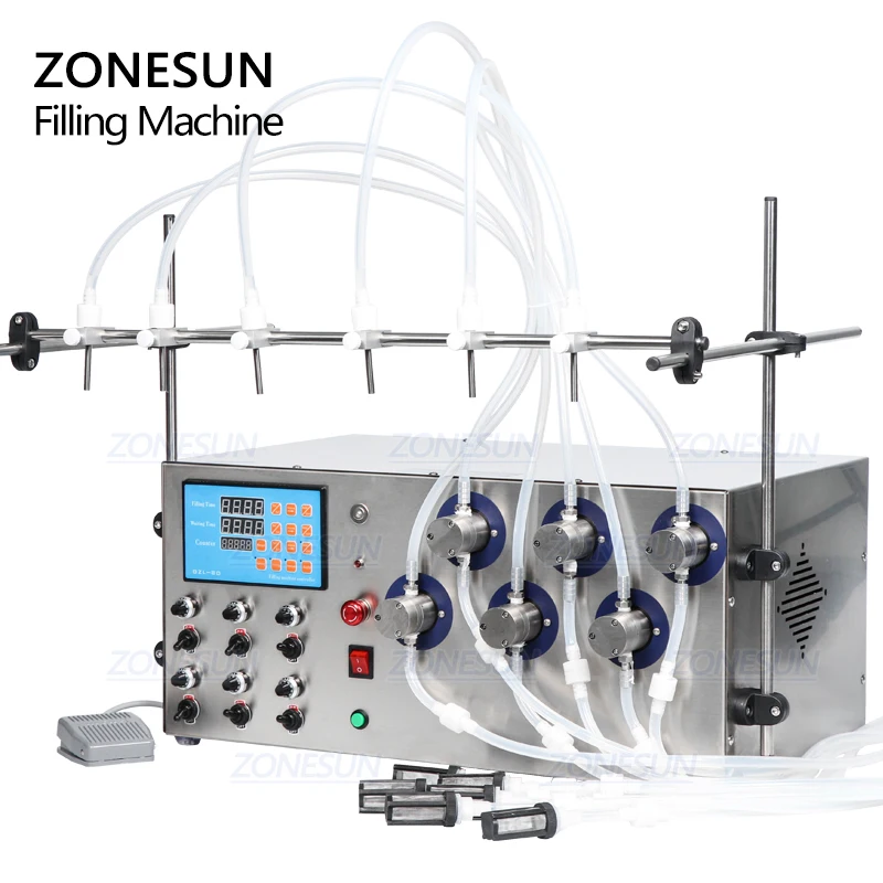 ZONESUN 6 головок 5 л 316 нержавеющая сталь магнитный насос цифровой контроль машина