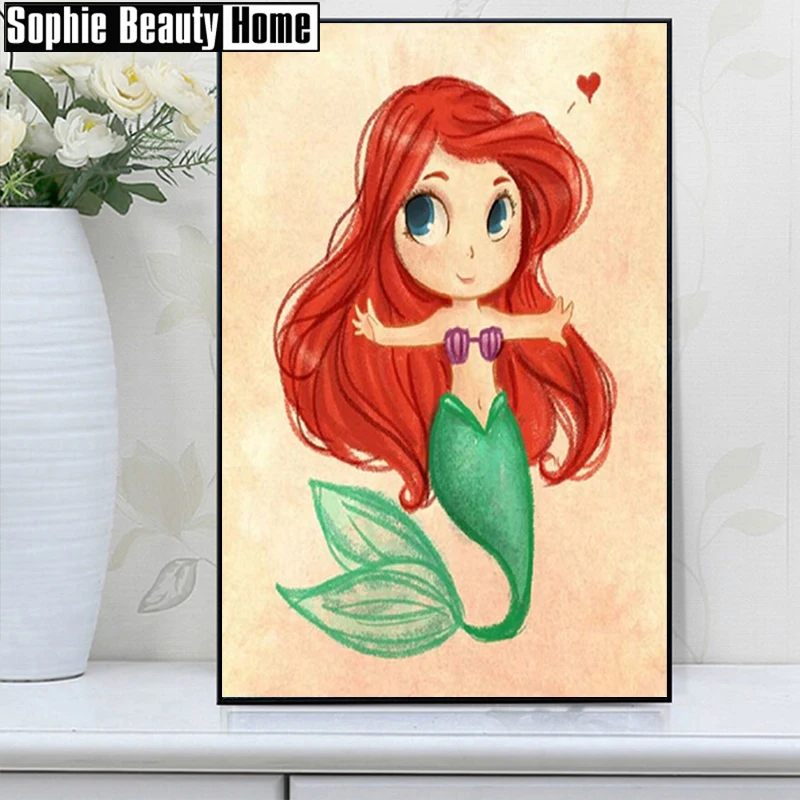 Алмазная 5D картина сделай сам мультфильм Русалка Ариэль вышивка крестиком