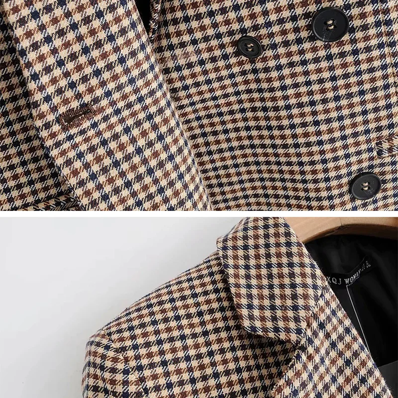 

2020 Vintage Plaid Women Blazer Suit Coat Jacket Fashion Shoulder Pads Office Long Sleeve Loose Lattice Casual Blazer Female New