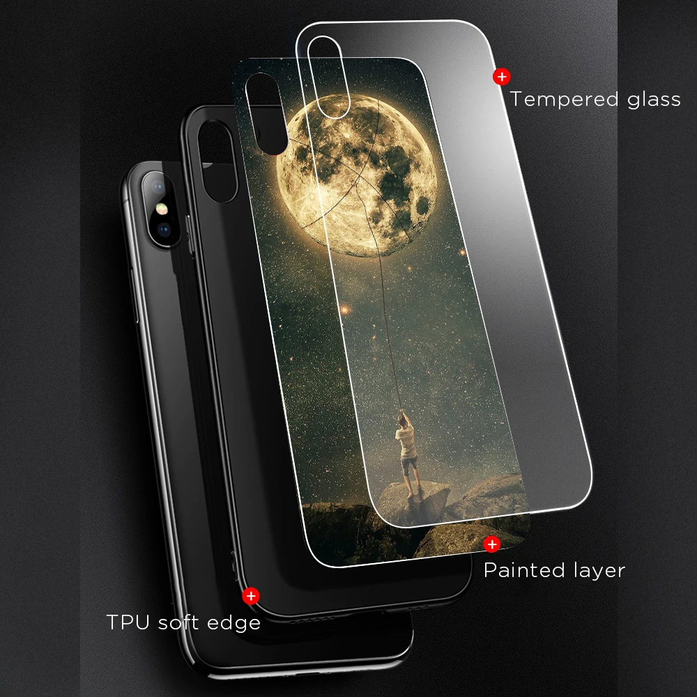 Роскошный окрашенный чехол из закаленного стекла для iphone 11 pro max x xr xs 8 7 6 S