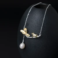 vla 925 silver creative lovely frog necklace womens national style pearl lotus leaf pendant temperament gentle jewelry
