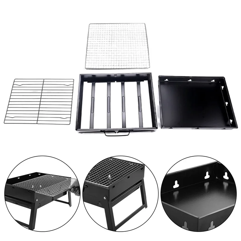 

Folding Barbecue Grill Household Outdoor Portable Barbecue Black Steel Grills Suitable For Party Dining Convenient Barbecue Tool