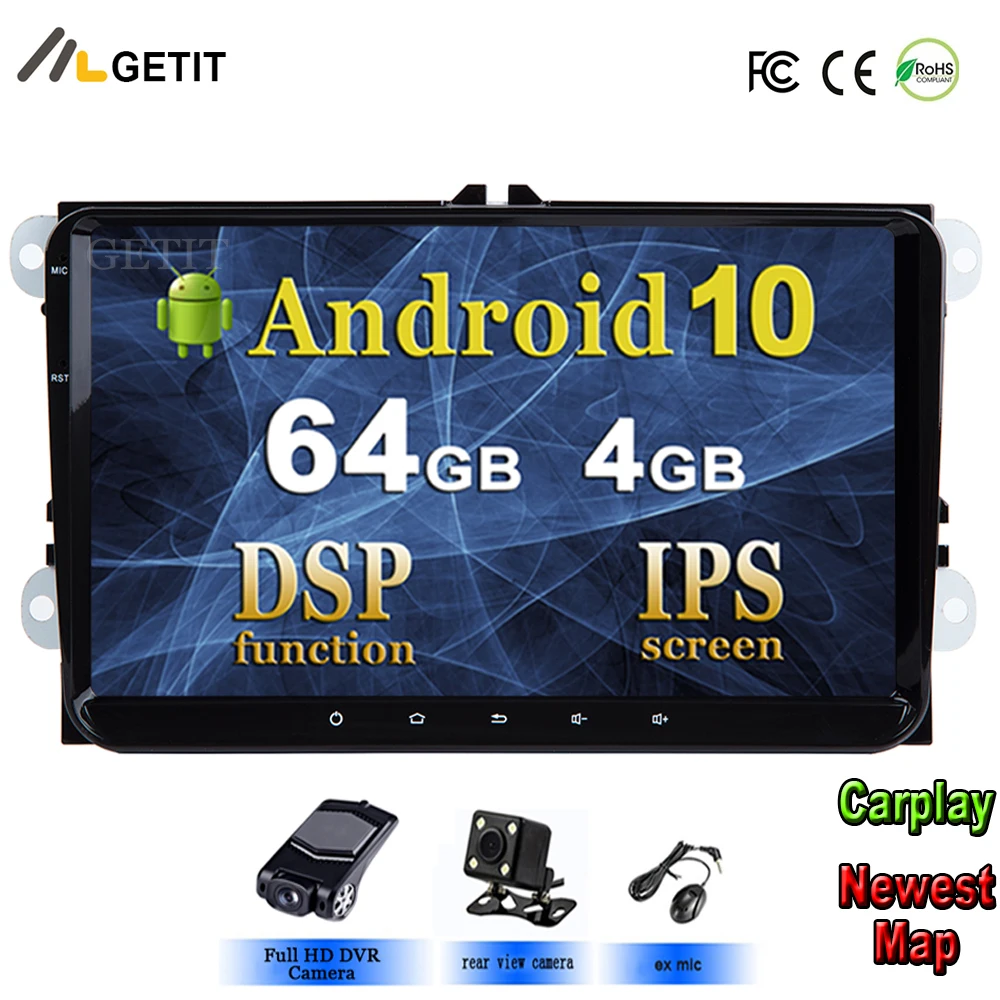 DSP чип ips " Android 10 Автомобильная Радио gps навигация для VW Skoda Octavia golf 5 6 touran passat B6 jetta polo tiguan RDS