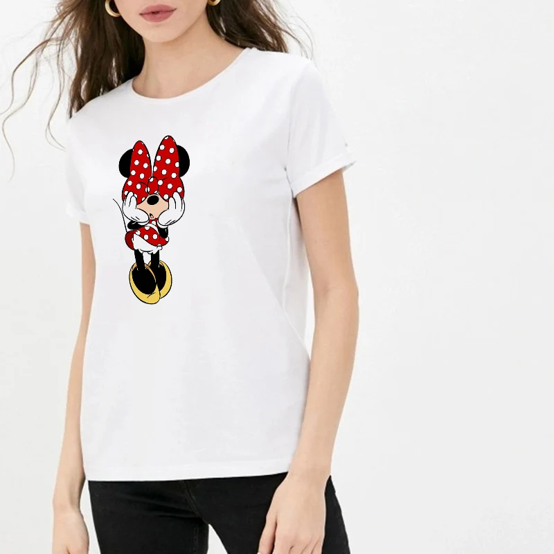 

Women Tshirt Disney Fashion Harajuku Minnie Mouse Print T Shirt Lady Funny Female Short Sleeve T-shirts Casual Aesthetic Top Tee