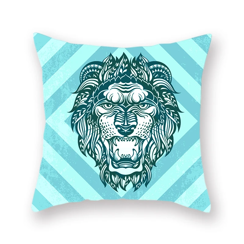 Животное голова льва полиэстер Бросок Наволочка полосатый геометрический фон