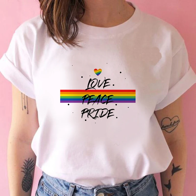 

8 moda T-shirt das Mulheres Rainbow Imprimir T-shirt de Manga Curta Menina Dos Desenhos Animados T-shirt Top Roupas de Verão Har