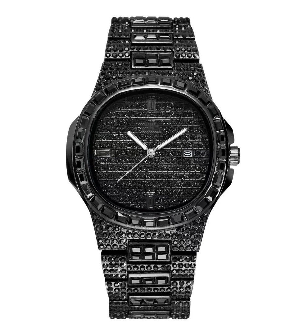 Tacto часы Мужские лучший бренд класса люкс Полный бриллианты Patek Стиль военные мужские наручные часы серебряные классические AAA Мужские кварцевые часы