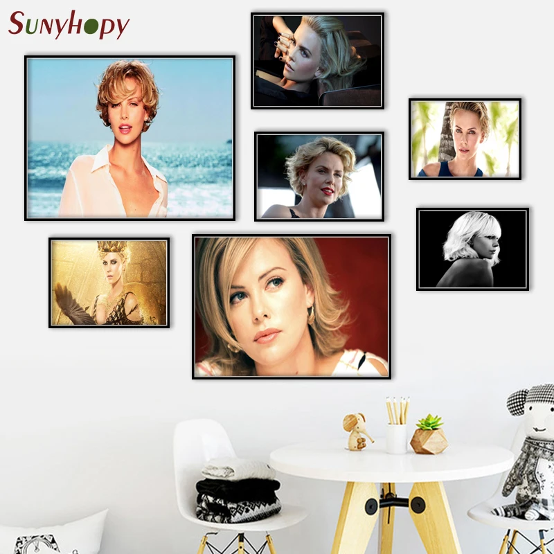 

TV Show Star Pop Art Painting High Quality Charlize Theron Canvas Poster Wall Home Decor No Frame 50X75cm60X90cm