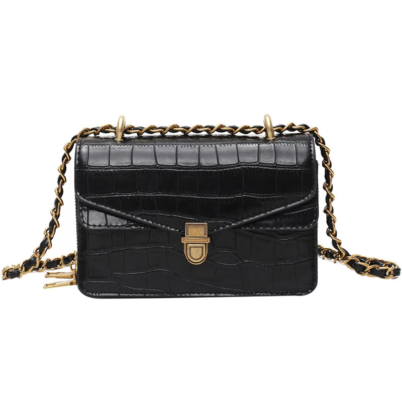 

Stone Pattern Mini Stylish Women's Bag 2021 Chain Purses and Handbags Luxury Designer Female Solid Color Leather Crossbody Bags