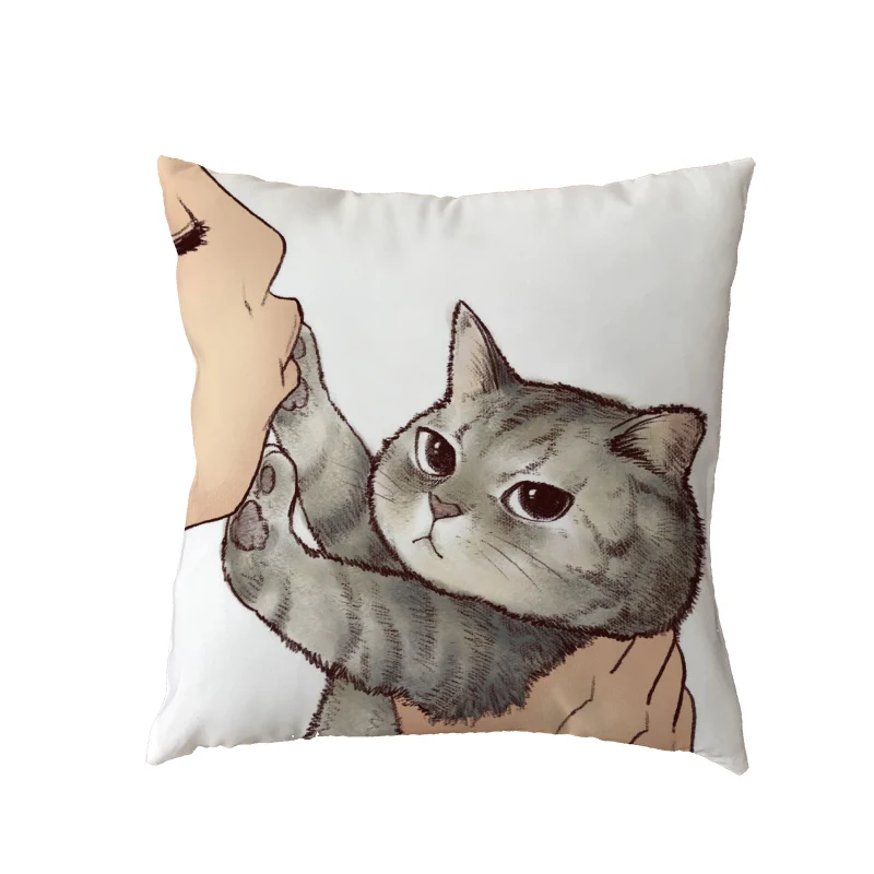 Лидер продаж милая наволочка с изображением кота серый черный коричневый
