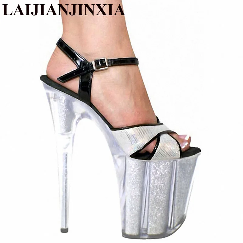 New 20cm crystal platform sexy ultra high heels classic sandals 8 inch Madonna clubbing high heels Dance Shoes