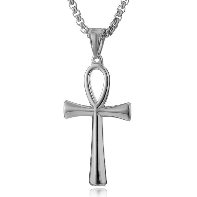 

Religion Egyptian Ankh Crucifix Necklaces Pendants Stainless Steel Symbol of Life Unisex Cross Necklaces Jewelry Gifts