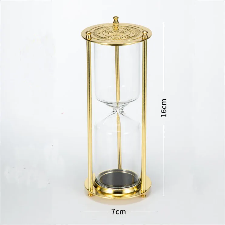 Gold 16cm Европейские металлические песочные часы для дома кухня песочные часы стекло декоративный песок стеклянные песочные часы для рабочего стола украшения подарок - Цвет: Gold 16cm