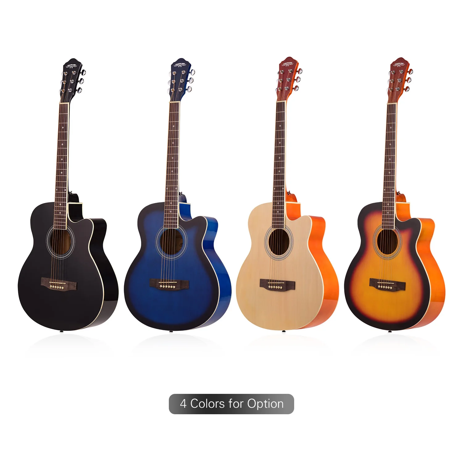

40inch Cutaway Acoustic Folk Guitar 6 Brass Strings Basswood with Strap Gig Bag guitar Capo guitar Picks Wrench for beginners