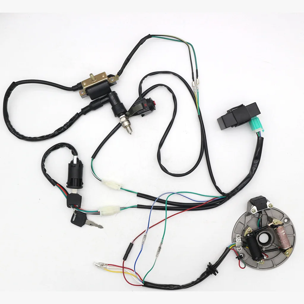 Electrics Wiring Loom Harness Kill Switch Ignition Coil CDI Spark Plug Magneto coil Stato For 50-125cc Kick Start Dirt Pit Bike |