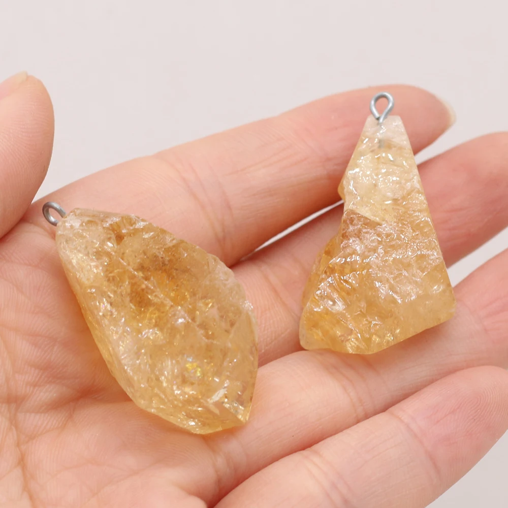 

Natural Citrines Stone Pendant Charms Irregural Shape Agates Pendant for Women Making DIY Jewerly Necklace 20x40-25x45mm